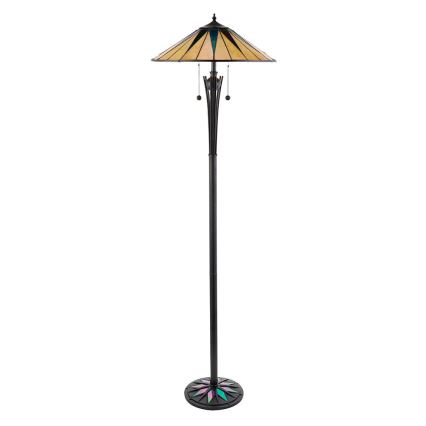 Endon 64041 - Põrandalamp Tiffany DARK STAR 2xE27/60W/230V läbimõõt 49 cm
