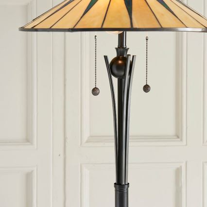 Endon 64041 - Põrandalamp Tiffany DARK STAR 2xE27/60W/230V läbimõõt 49 cm