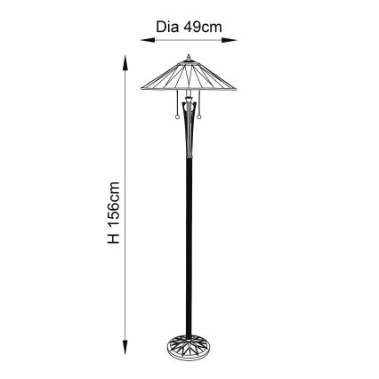 Endon 64041 - Põrandalamp Tiffany DARK STAR 2xE27/60W/230V läbimõõt 49 cm