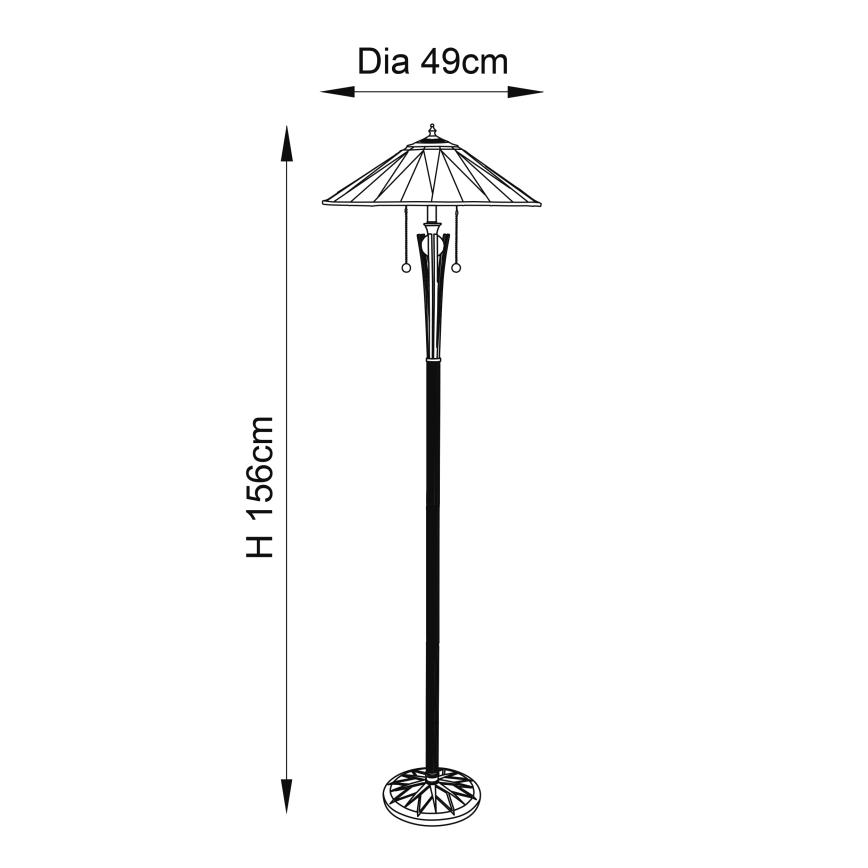 Endon 64041 - Põrandalamp Tiffany DARK STAR 2xE27/60W/230V läbimõõt 49 cm