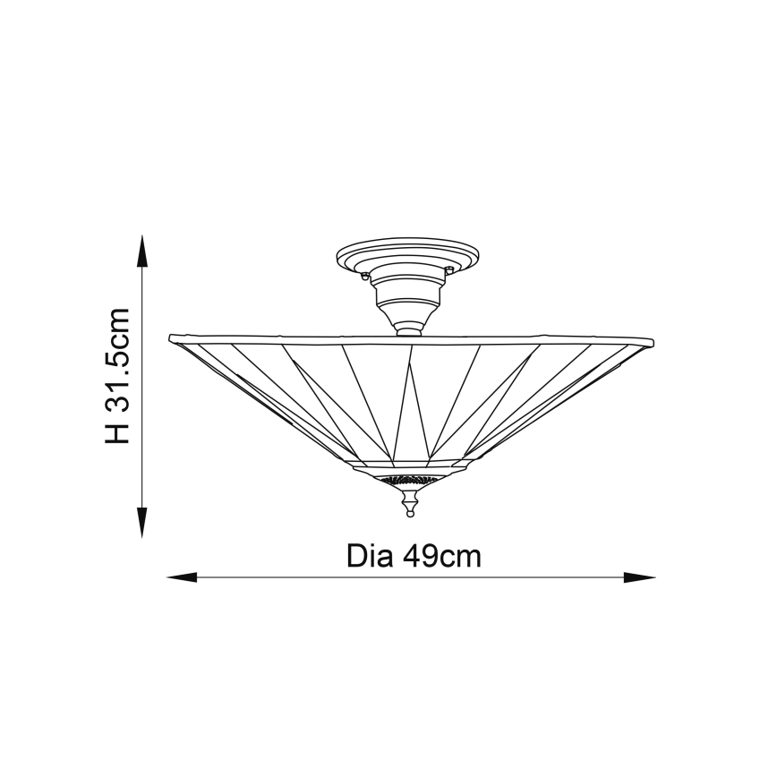 Endon 64043 - Pinnapealne lühter Tiffany DARK STAR 3xE27/60W/230V, läbimõõt 49 cm