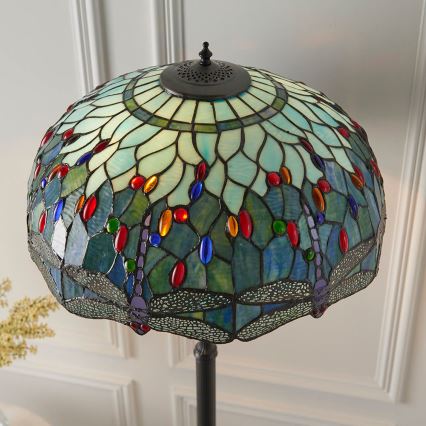 Endon 64069 - Põrandalamp Tiffany DRAGONFLY 2xE27/60W/230V, läbimõõt 50 cm