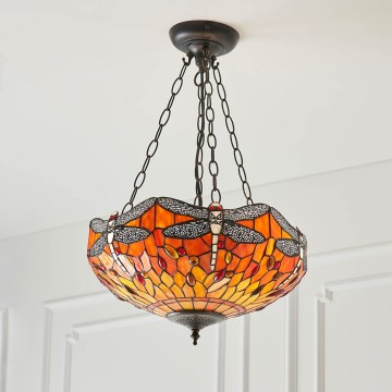 Endon 64076 - Ripplühter ketiga Tiffany DRAGONFLY, 3xE27/60W/230V, Ø 41 cm