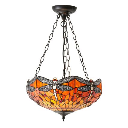Endon 64076 - Ripplühter ketiga Tiffany DRAGONFLY, 3xE27/60W/230V, Ø 41 cm