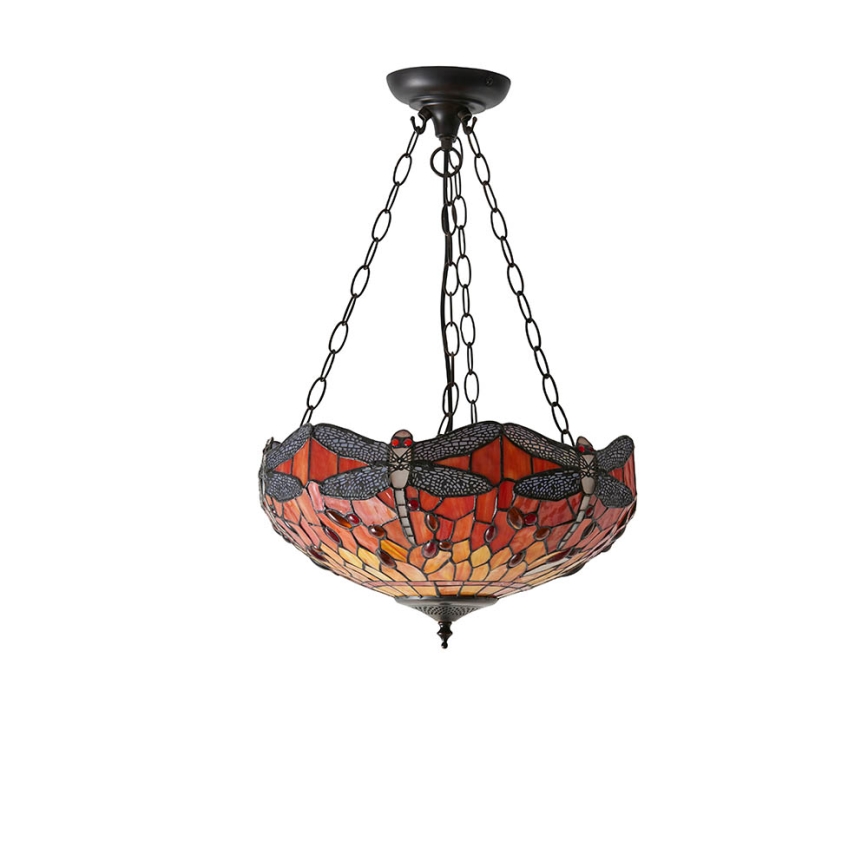 Endon 64076 - Ripplühter ketiga Tiffany DRAGONFLY, 3xE27/60W/230V, Ø 41 cm