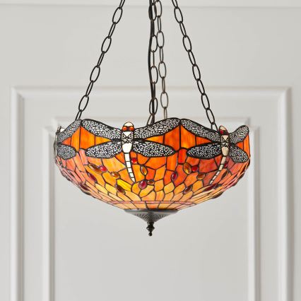 Endon 64076 - Ripplühter ketiga Tiffany DRAGONFLY, 3xE27/60W/230V, Ø 41 cm