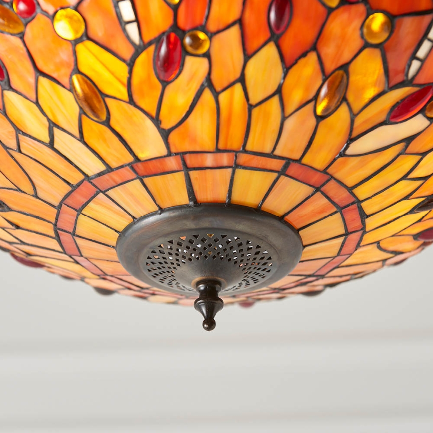 Endon 64076 - Ripplühter ketiga Tiffany DRAGONFLY, 3xE27/60W/230V, Ø 41 cm