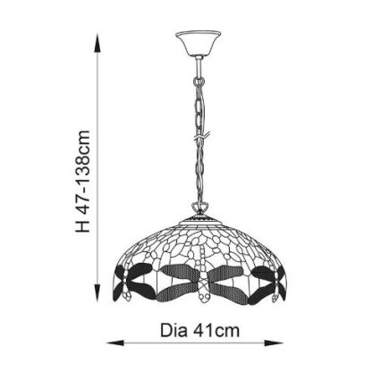 Endon 64080 - ketiga lühter DRAGONFLY 3xE27/60W/230V läbimõõt 41 cm