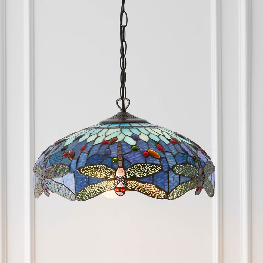 Endon 64080 - Kettaga ripplühter Tiffany DRAGONFLY 3xE27/60W/230V läbimõõt 41 cm