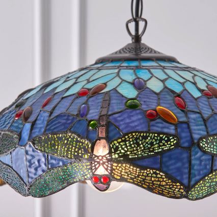 Endon 64080 - Kettaga ripplühter Tiffany DRAGONFLY 3xE27/60W/230V läbimõõt 41 cm