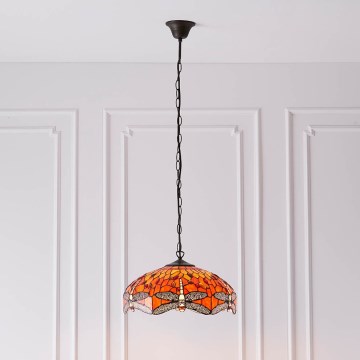 Endon 64081 - ripplühter ketiga Tiffany DRAGONFLY, 3x E27/60W/230V, läbimõõt 41 cm