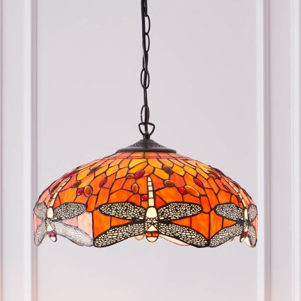Endon 64081 - ripplühter ketiga Tiffany DRAGONFLY, 3x E27/60W/230V, läbimõõt 41 cm