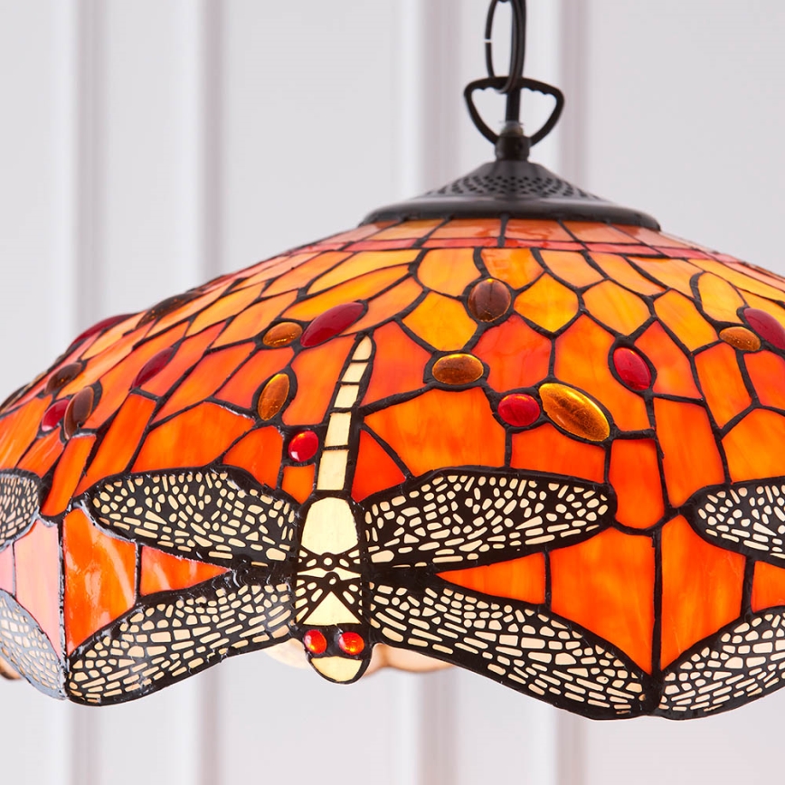 Endon 64081 - ripplühter ketiga Tiffany DRAGONFLY, 3x E27/60W/230V, läbimõõt 41 cm