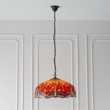 Endon 64082 - Riputatav lühter kettaga Tiffany DRAGONFLY 3xE27/60W/230V läbimõõt 50 cm