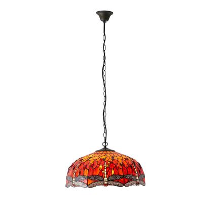 Endon 64082 - Riputatav lühter kettaga Tiffany DRAGONFLY 3xE27/60W/230V läbimõõt 50 cm
