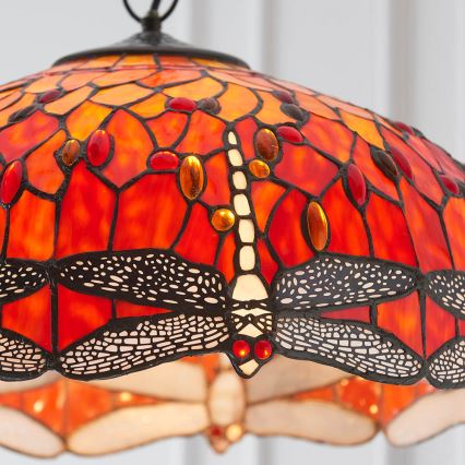 Endon 64082 - Riputatav lühter kettaga Tiffany DRAGONFLY 3xE27/60W/230V läbimõõt 50 cm