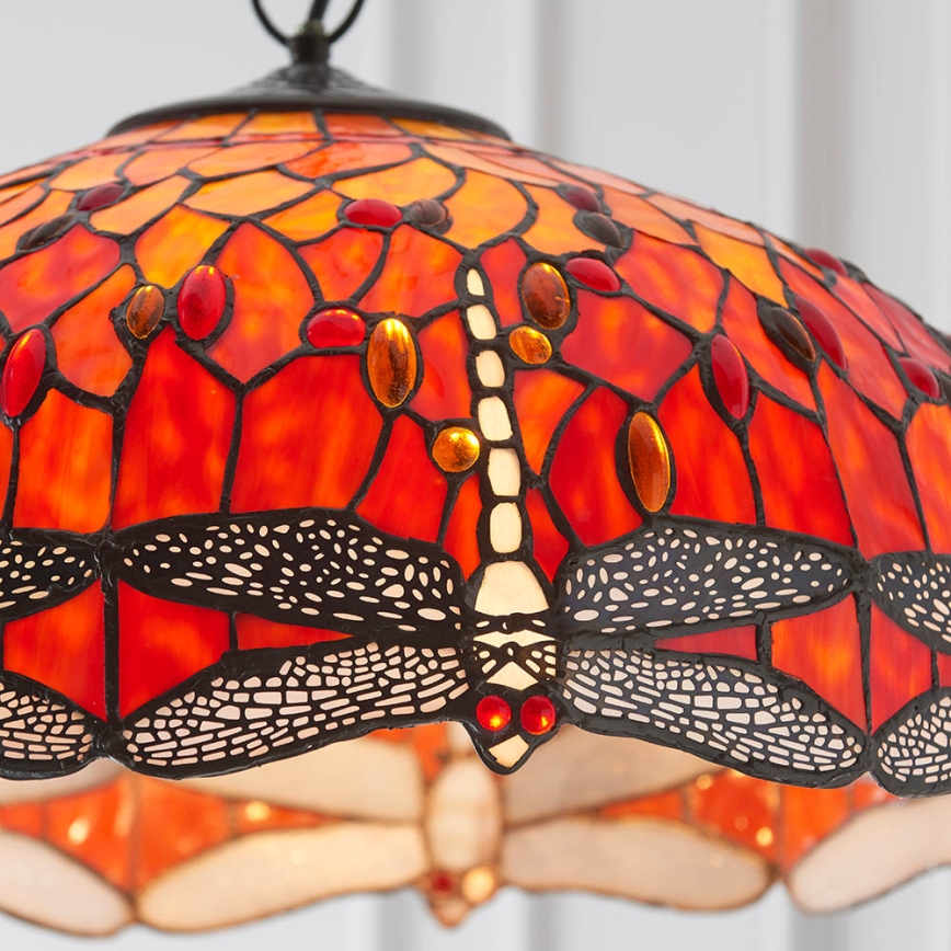 Endon 64082 - Riputatav lühter kettaga Tiffany DRAGONFLY 3xE27/60W/230V läbimõõt 50 cm