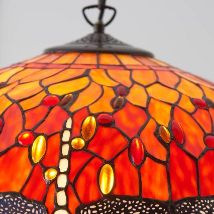 Endon 64082 - Riputatav lühter kettaga Tiffany DRAGONFLY 3xE27/60W/230V läbimõõt 50 cm