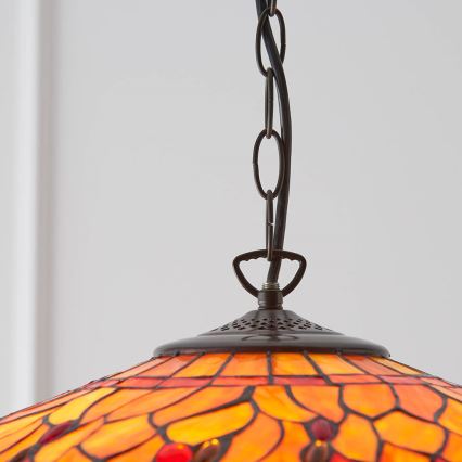 Endon 64082 - Riputatav lühter kettaga Tiffany DRAGONFLY 3xE27/60W/230V läbimõõt 50 cm