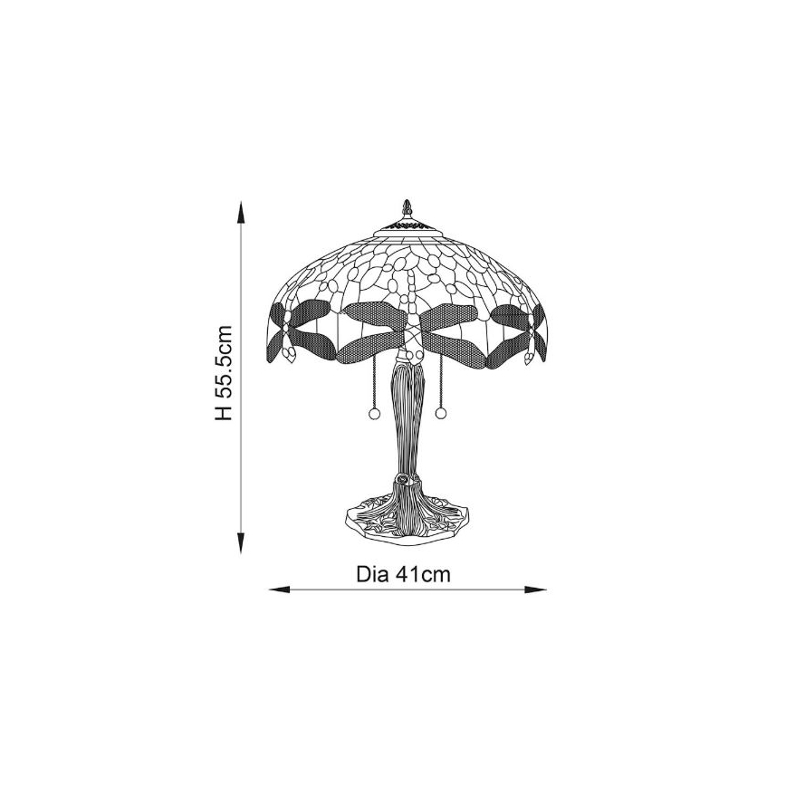 Endon 64085 - Laualamp Tiffany DRAGONFLY 2xE27/60W/230V läbimõõt 41 cm