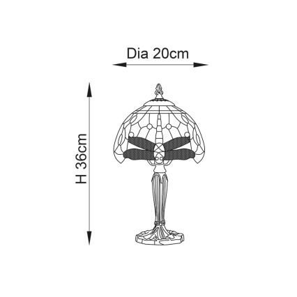 Endon 64088 - Laualamp Tiffany DRAGONFLY 1xE14/7W/230V läbimõõt 20 cm