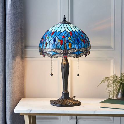 Endon 64090 - Laualamp Tiffany DRAGONFLY 2xE27/60W/230V läbimõõt 30 cm