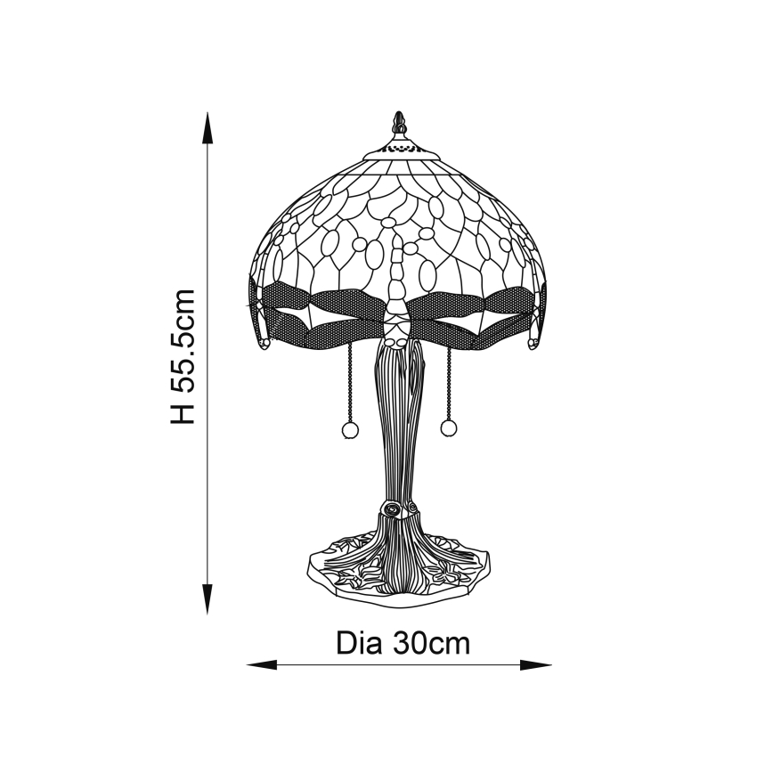 Endon 64090 - Laualamp Tiffany DRAGONFLY 2xE27/60W/230V läbimõõt 30 cm