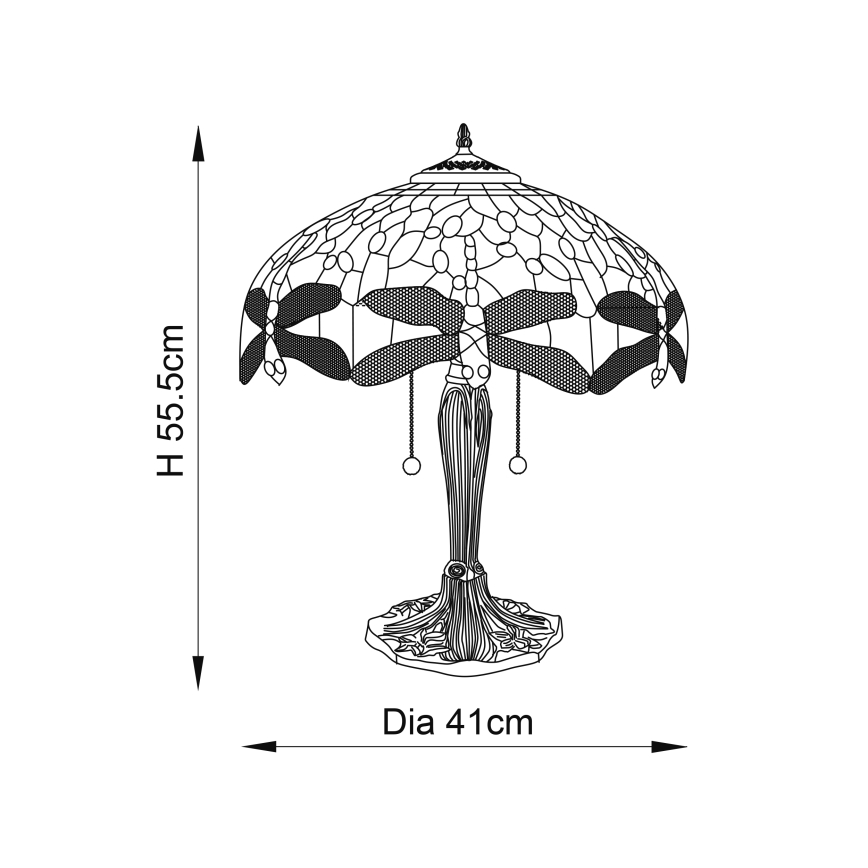 Endon 64093 - Laualamp DRAGONFLY 2xE27/60W/230V Ø 41 cm