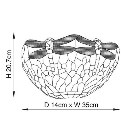 Endon 64102 - Seinavalgusti Tiffany DRAGONFLY 1xE14/40W/230V