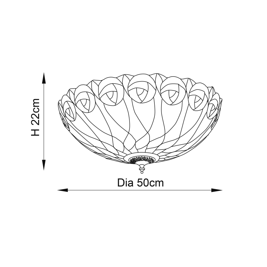Endon 64173 - Laelamp Tiffany HUTCHINSON 2xE27/60W/230V, läbimõõt 50 cm