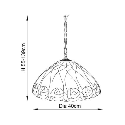 Endon 64176 - Tiffany HUTCHINSON ketiga ripplühter, 1xE27/60W/230V, läbimõõt 40 cm
