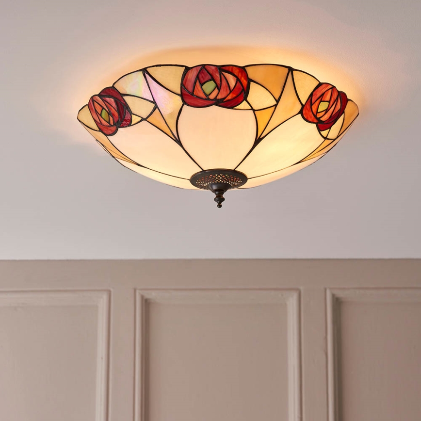 Endon 64182 - Tiffany INGRAM laelamp, 2xE27/60W/230V, läbimõõt 45 cm