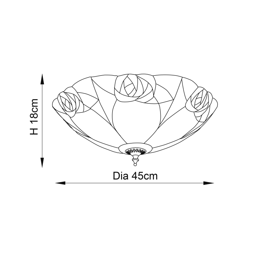 Endon 64182 - Tiffany INGRAM laelamp, 2xE27/60W/230V, läbimõõt 45 cm