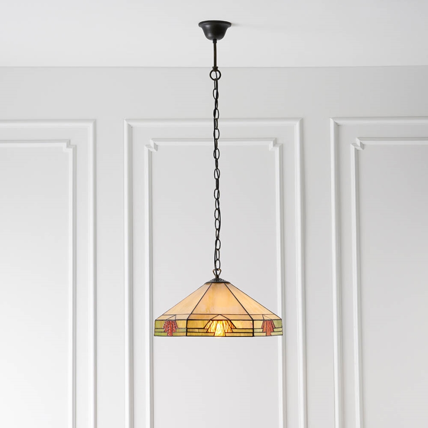 Endon 64285 - Tiffany NEVADA ripplühter ketiga 1xE27/60W/230V, läbimõõt 35 cm