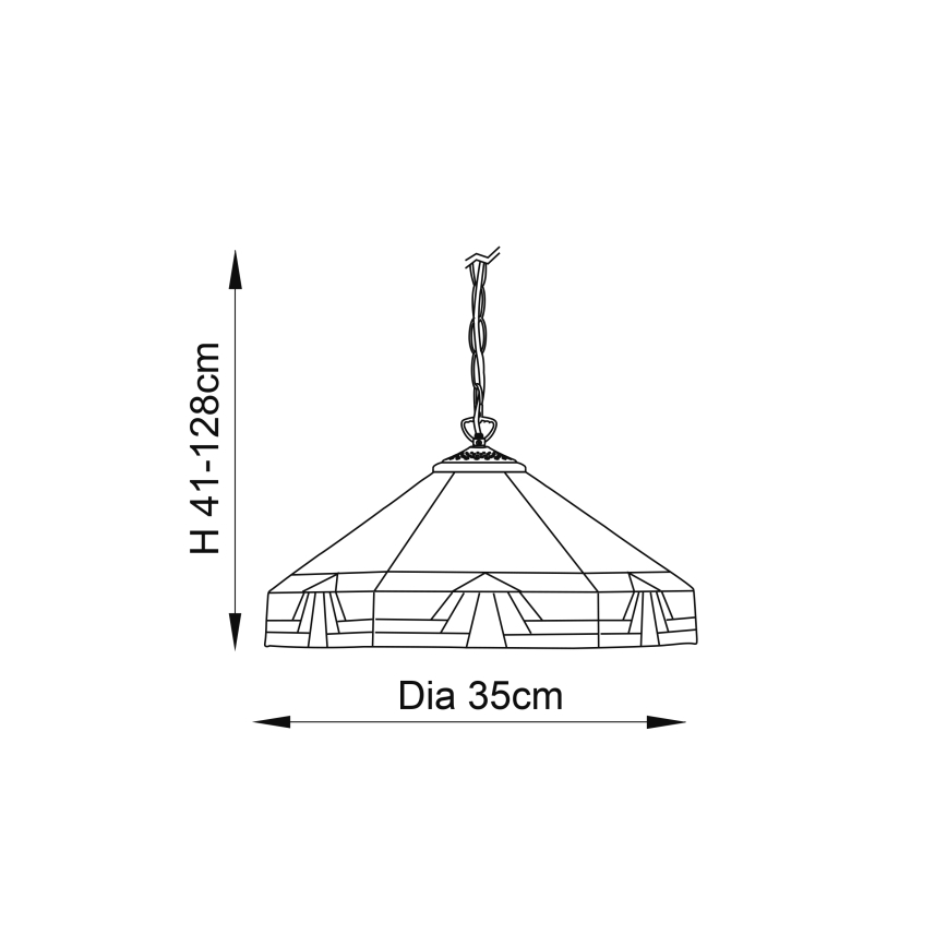 Endon 64285 - Tiffany NEVADA ripplühter ketiga 1xE27/60W/230V, läbimõõt 35 cm