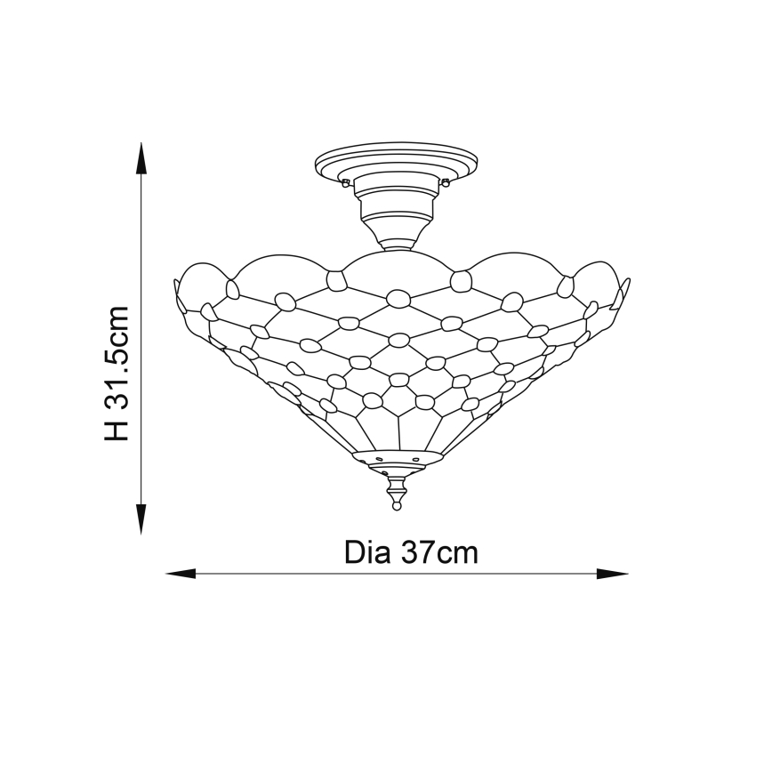 Endon 64300 - lakke kinnitatav lühter Tiffany PEARL, 3xE27/60W/230V, Ø 37 cm