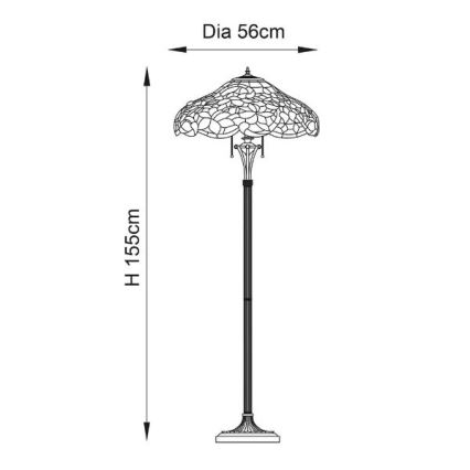 Endon 64323 - Tiffany-põrandalamp SULLIVAN, 2xE27/60W/230V, läbimõõt 56 cm
