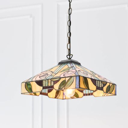Endon 64385 - ketiga Tiffany-stiilis lühter WILLOW 1xE27/60W/230V, läbimõõt 35 cm
