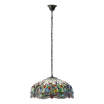 Endon 66148 - Ketiga ripplühter Tiffany DRAGONFLY 3xE27/60W/230V, läbimõõt 50 cm