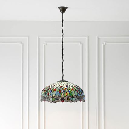 Endon 66148 - Ketiga ripplühter Tiffany DRAGONFLY 3xE27/60W/230V, läbimõõt 50 cm