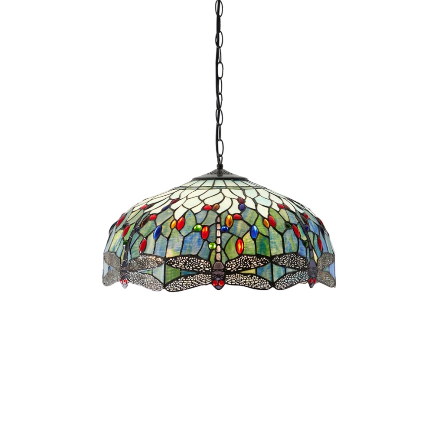 Endon 66148 - Ketiga ripplühter Tiffany DRAGONFLY 3xE27/60W/230V, läbimõõt 50 cm