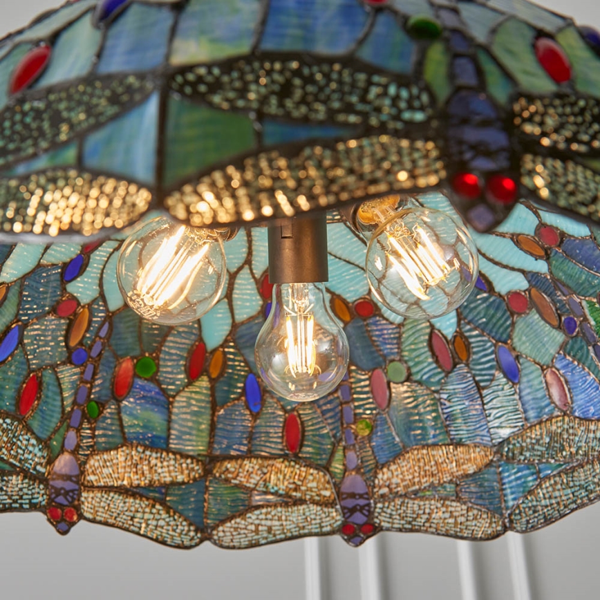 Endon 66148 - Ketiga ripplühter Tiffany DRAGONFLY 3xE27/60W/230V, läbimõõt 50 cm