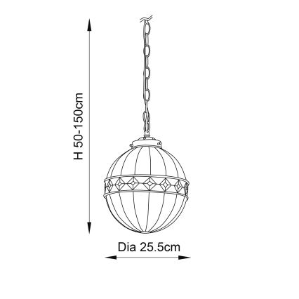 Endon 67044 - ketiga Tiffany FARGO lühter 1xE14/40W/230V läbimõõt 25,5 cm