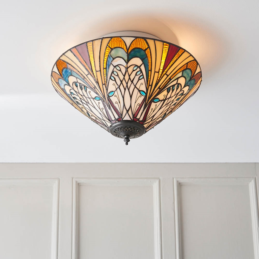 Endon 70241 - Tiffany-stiilis laelamp HECTOR 2xE27/60W/230V läbimõõt 40 cm