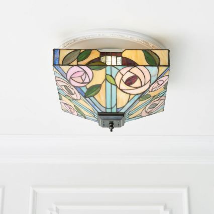 Endon 70699 - Tiffany-stiilis laelamp WILLOW 2xE27/60W/230V 35x35 cm