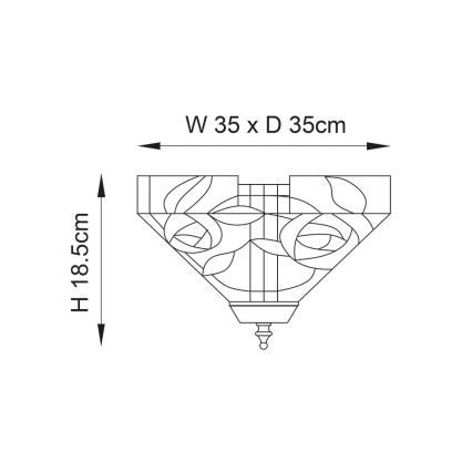 Endon 70699 - Tiffany-stiilis laelamp WILLOW 2xE27/60W/230V 35x35 cm