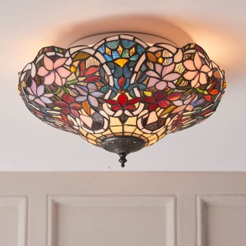 Endon 70709 - Tiffany SULLIVAN laelamp, 2xE27/60W/230V, läbimõõt 40 cm