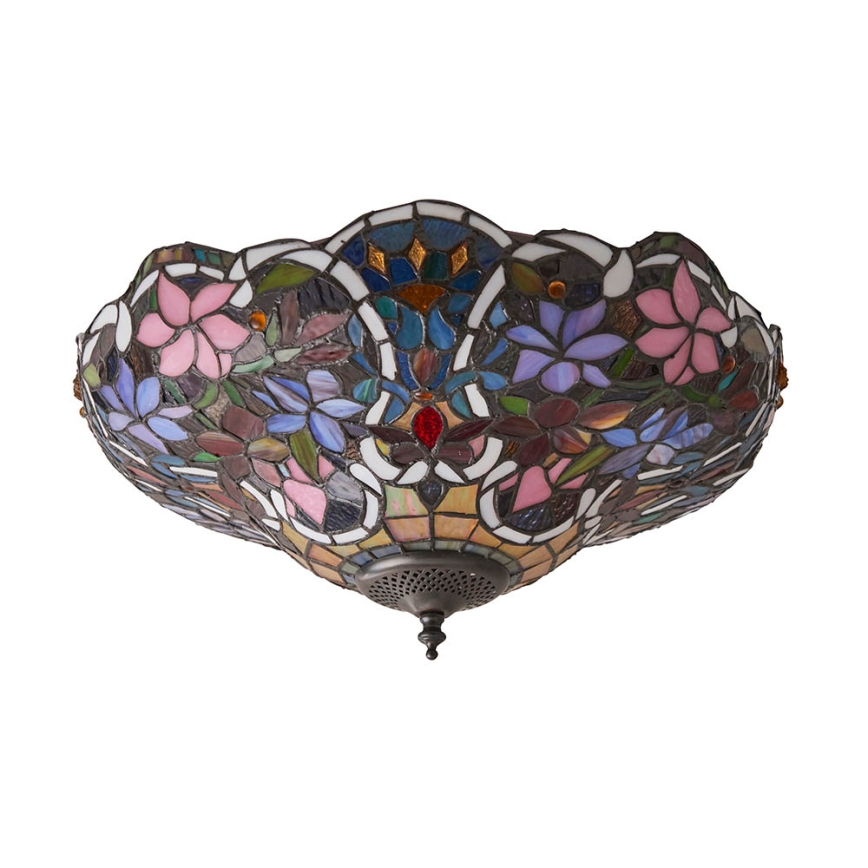 Endon 70709 - Tiffany SULLIVAN laelamp, 2xE27/60W/230V, läbimõõt 40 cm