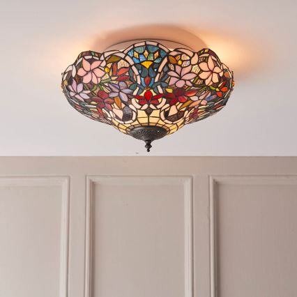 Endon 70709 - Tiffany SULLIVAN laelamp, 2xE27/60W/230V, läbimõõt 40 cm