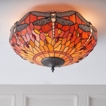 Endon 70721 - Tiffany DRAGONFLY laelamp 2xE27/60W/230V, läbimõõt 41 cm
